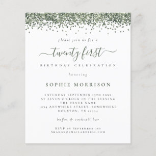 PAPER Green Glitter Twenty First Party Invite