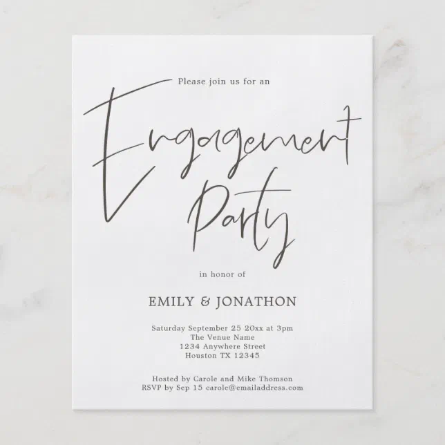 PAPER Handwritten Script Engagement Party Invite | Zazzle
