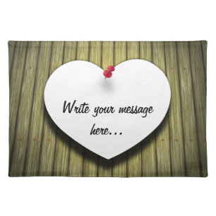 Paper Heart Handwritten Script Rustic Placemat