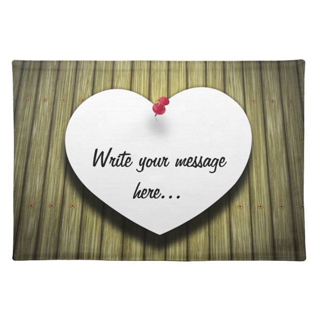 Paper Heart Handwritten Script Rustic Placemat (Front)