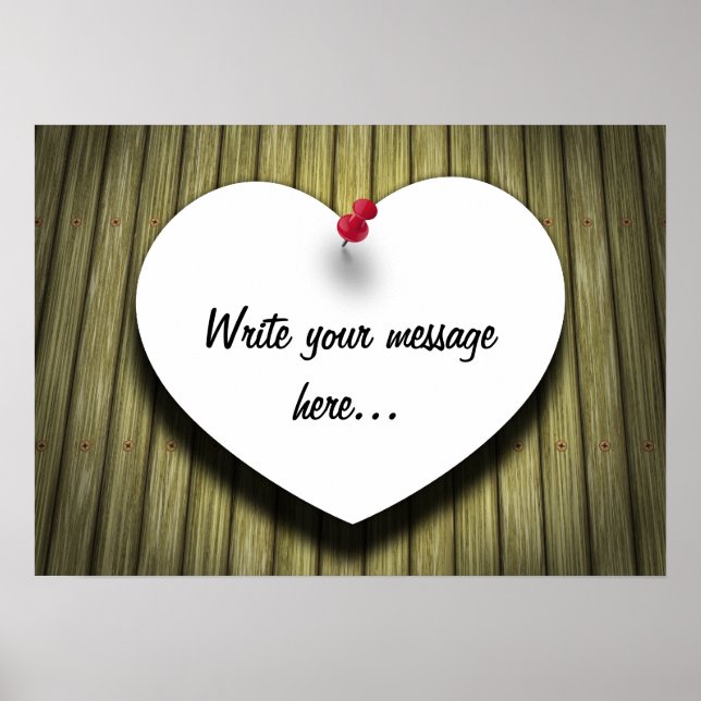 Paper Heart Handwritten Script Rustic Poster (Front)