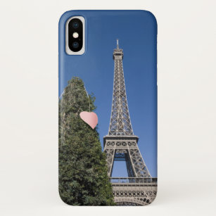 paper heart tied to a tree with the Eiffel tower iPhone X Case