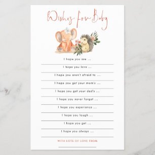 PAPER Hedgehog Elephant Wishes for Baby Shower