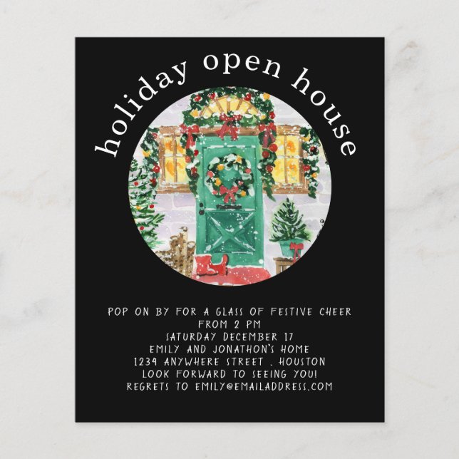 PAPER | Holiday Open House Party Black Flyer (Front)