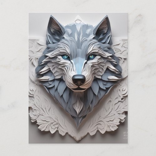 Paper is a 3D volume carving of a wolfs head The Postcard