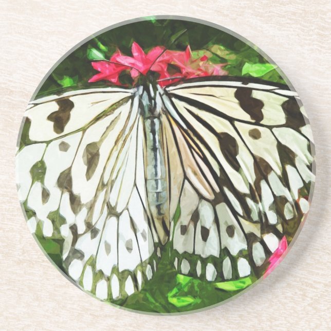 Paper Kite Butterfly Abstract Impressionism Coaster (Front)