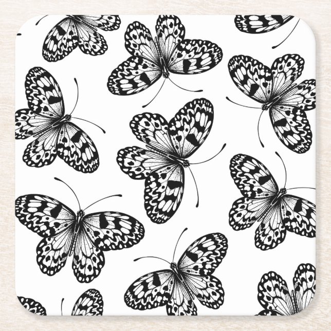 Paper kite butterfly pattern square paper coaster (Front)