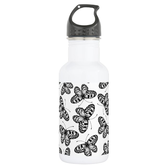 Paper kite butterfly pattern stainless steel water bottle (Front)