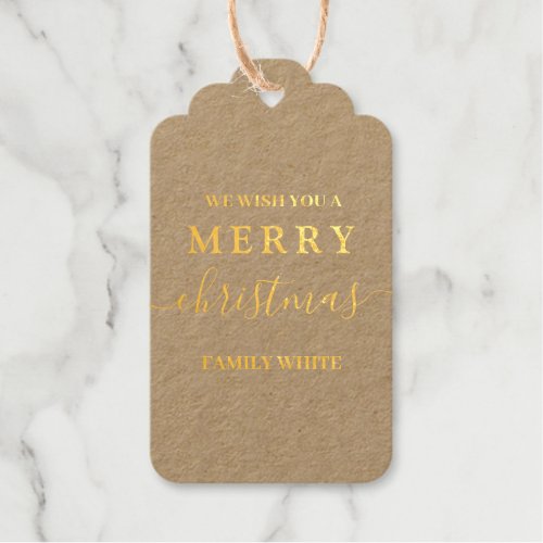 Paper Kraft Christmas real gold foil Gift Tag