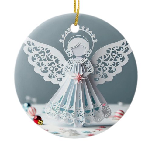 Paper Lace Angel Christmas Crafts Art Ceramic Ornament