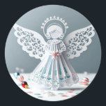 Paper Lace Angel Christmas Crafts Art Classic Round Sticker<br><div class="desc">Paper Lace Angel Christmas Crafts Art large Classic Round Stickers sheet</div>