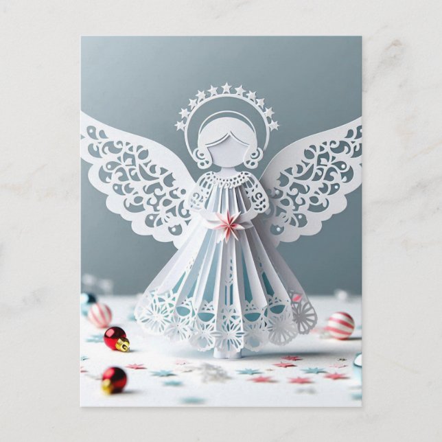 Paper Lace Angel Christmas Crafts Art Postcard (Front)
