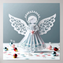 Paper Lace Angel Christmas Crafts Art Poster