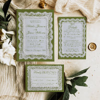 Paper Lace Olive Green Old Money Doily Wedding 