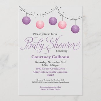 Paper Lantern Baby Shower Invitation by cranberrydesign at Zazzle