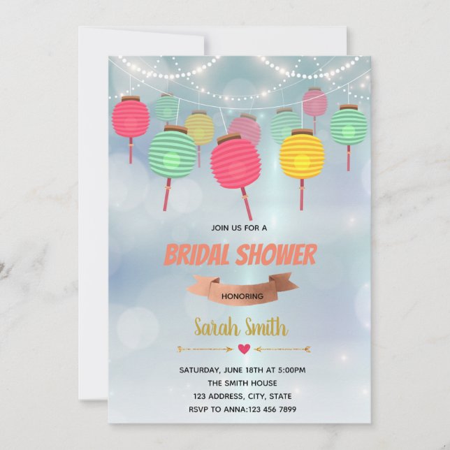 Paper lantern party invitation (Front)