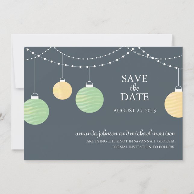 Paper Lantern Wedding Save the Date (Front)