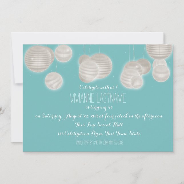 Paper Lanterns Birthday Invitation (Front)