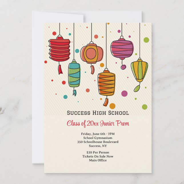 Paper Lanterns Prom Invitation (Front)