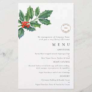 PAPER   Logo Holly Berries Christmas Party Menu