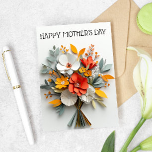 Paper Look Flower Bouquet Mother's day Card