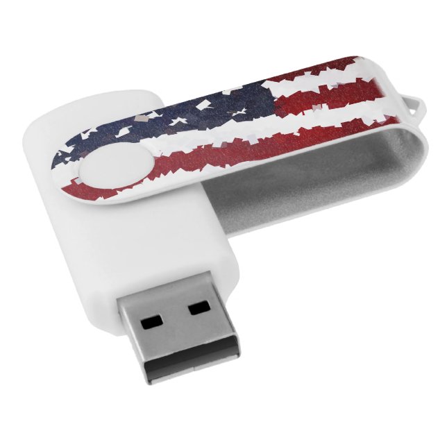 Paper Mache American Flag Flash Drive (Angled)