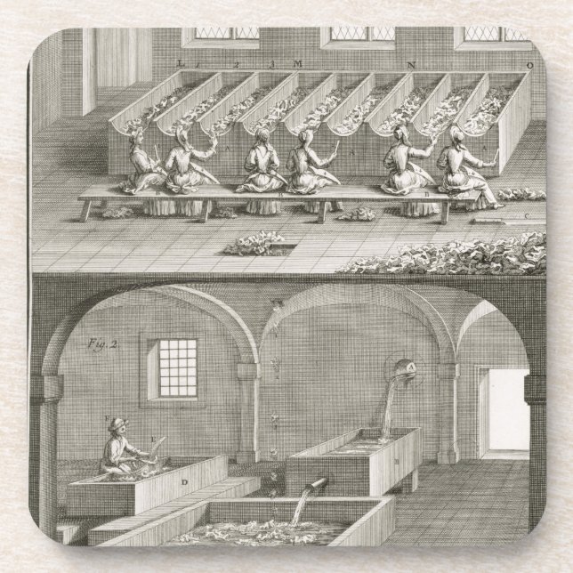 Paper making, from the 'Encyclopedie des Sciences Beverage Coaster (Front)