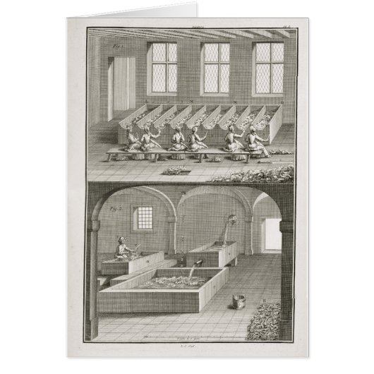 Paper making, from the 'Encyclopedie des Sciences Cards (Front)