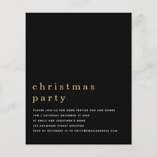 PAPER  Minimal Gold Black Christmas Party Invite