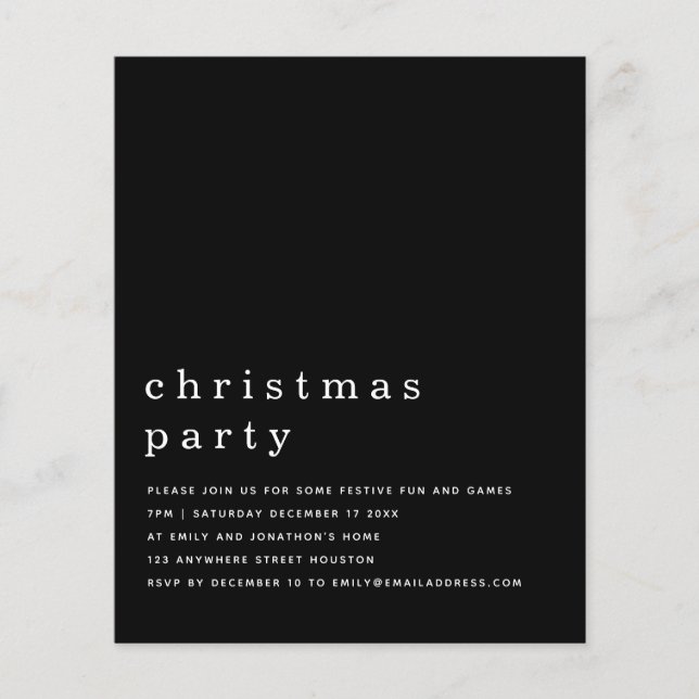 PAPER | Minimal White Black Christmas Party Invite (Front)