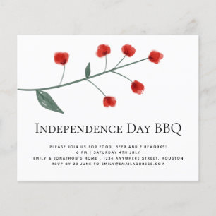 PAPER Minimalist Red Florals 4th July BBQ Invite