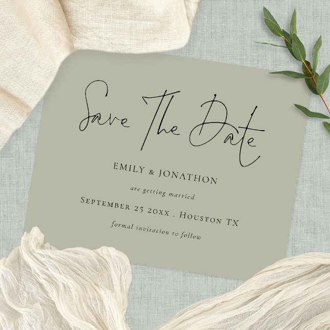 PAPER Minimalist Script Pale Sage Save The Date (Creator Uploaded)
