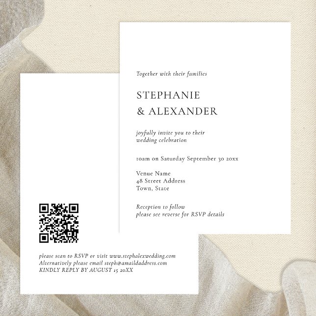 PAPER Modern QR Code Text Wedding Invitation (Creator Uploaded)