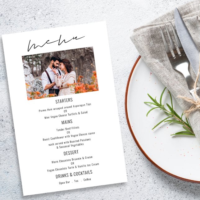 PAPER | Modern Script Photo Wedding Menu (Creator Uploaded)