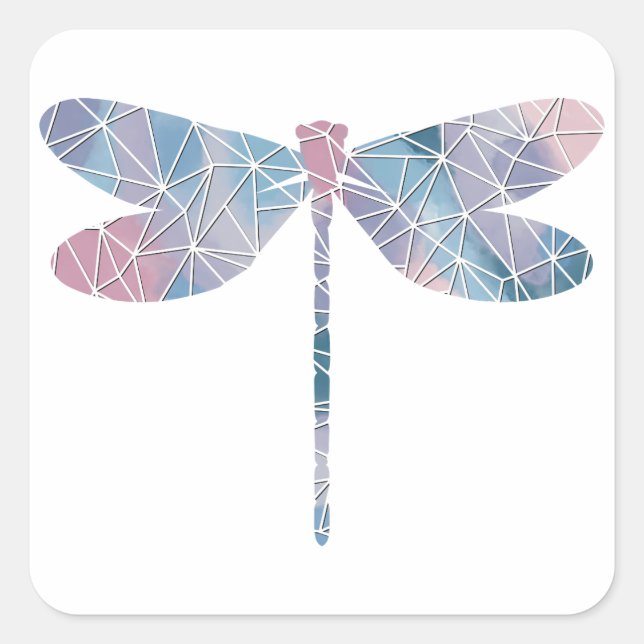 Paper Mosaic Thin Dragonfly Sticker (Front)