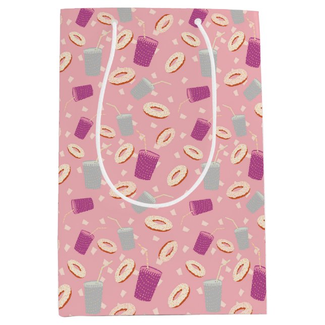 Paper Mugs and Donuts Pink Medium Gift Bag (Front)