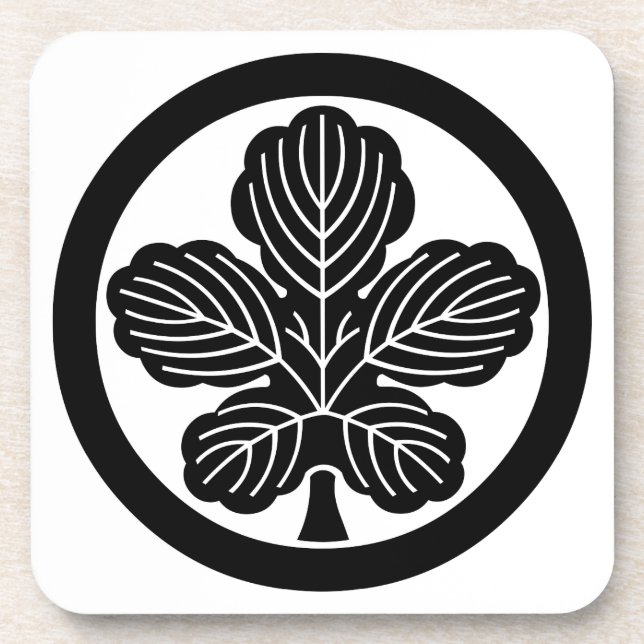 Paper mulberry leaf in circle coaster (Front)