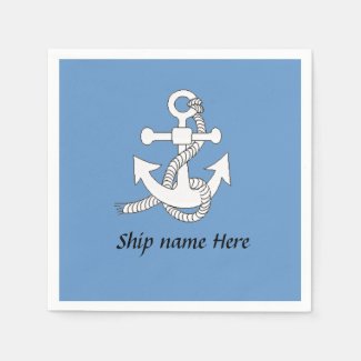Paper Napkin - Anchor with Ship Name