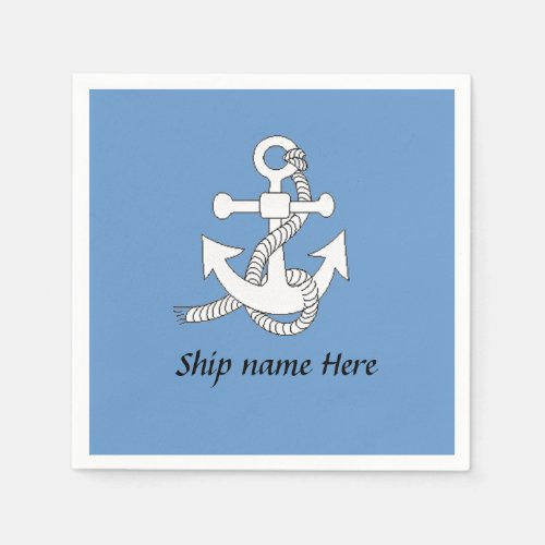 Paper Napkin _ Anchor with Ship Name