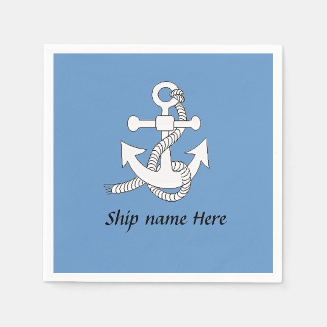 Paper Napkin - Anchor with Ship Name (Front)