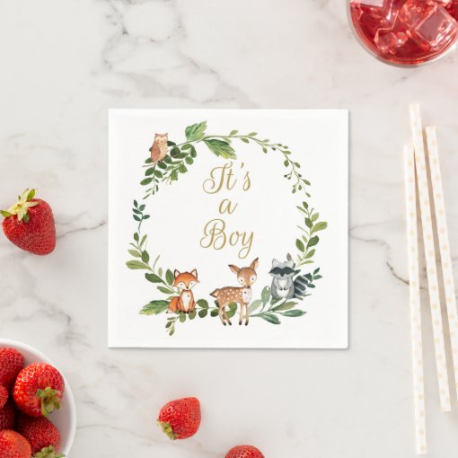 paper napkin baby shower Woodland Zazzle