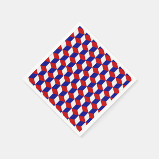 Paper Napkin - Block Illusion in Red, White, Blue