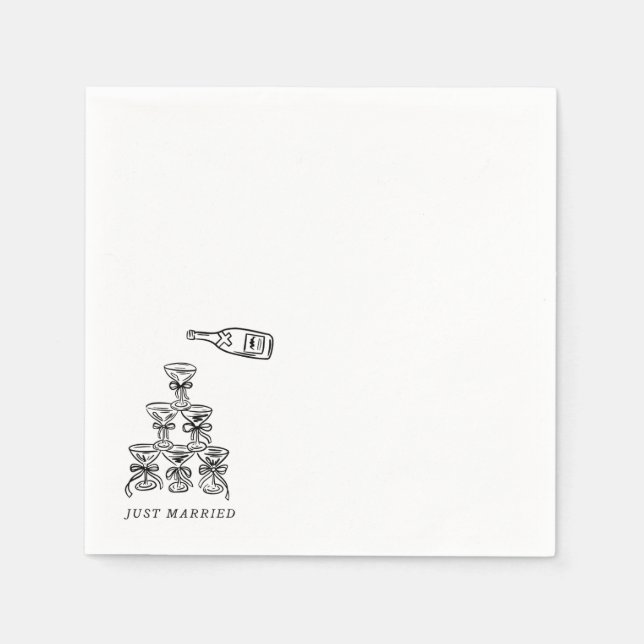 Paper Napkin - Champagne Tower Just Married (Front)