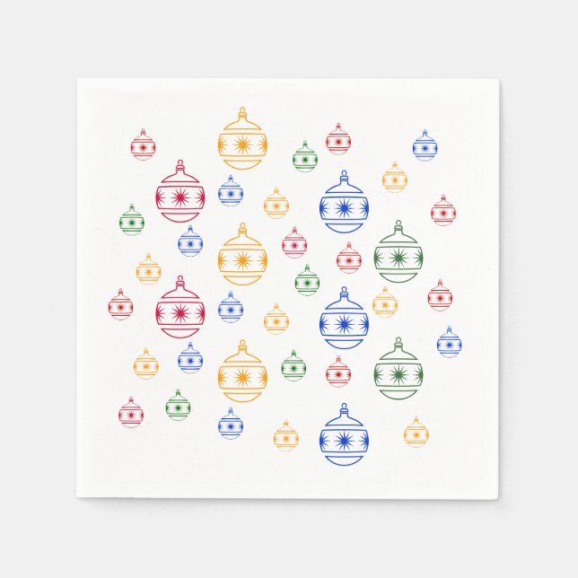 Paper Napkin - Christmas Tree Ornaments (Front)