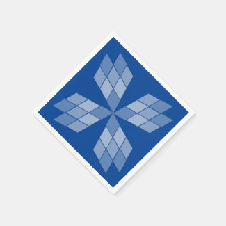 Paper Napkin - Diamond Petals on Blue