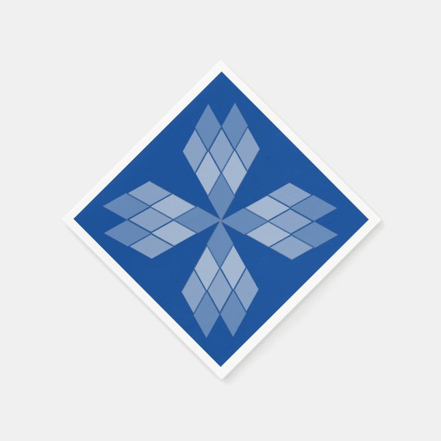 Paper Napkin - Diamond Petals on Blue (Corner)