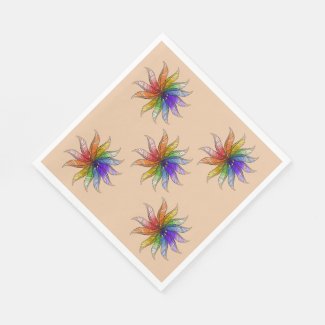 Paper Napkin - Feather Color Wheel