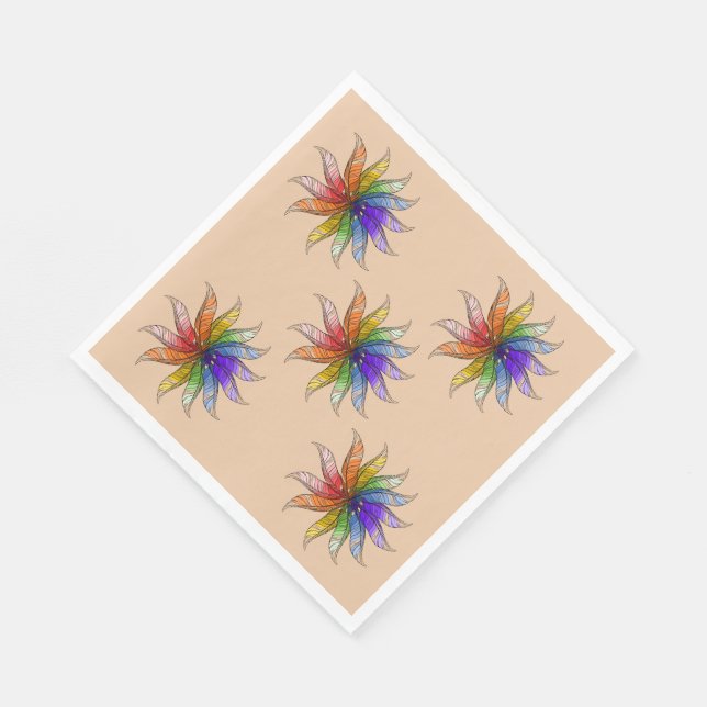 Paper Napkin - Feather Color Wheel (Corner)