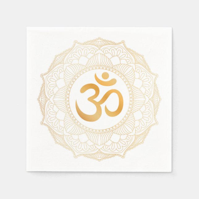 PAPER NAPKIN : GOLD MANDALA & OHM (Front)