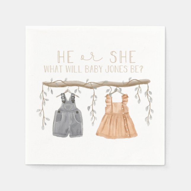 Paper Napkin, He or She, Baby shower,  Napkins (Front)